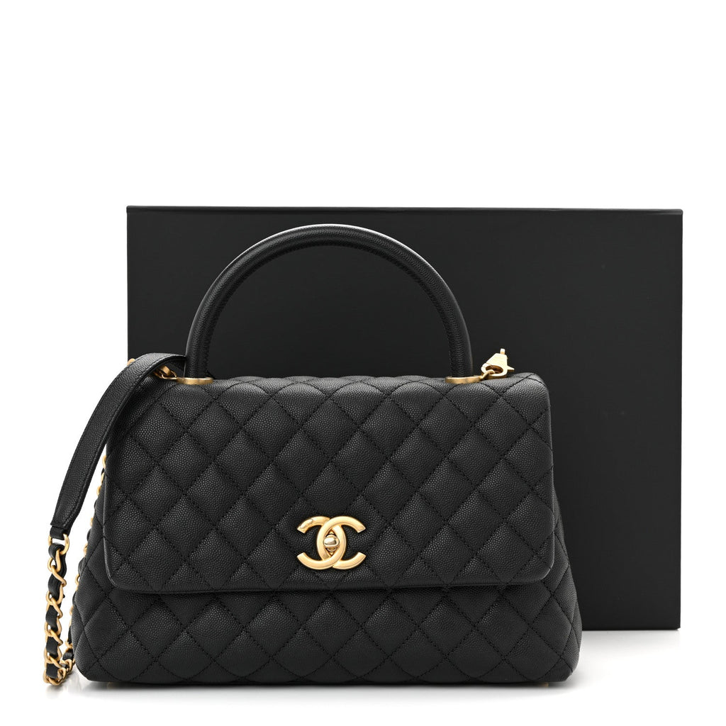 Chanel Caviar Quilted Small Coco Handle Flap Black