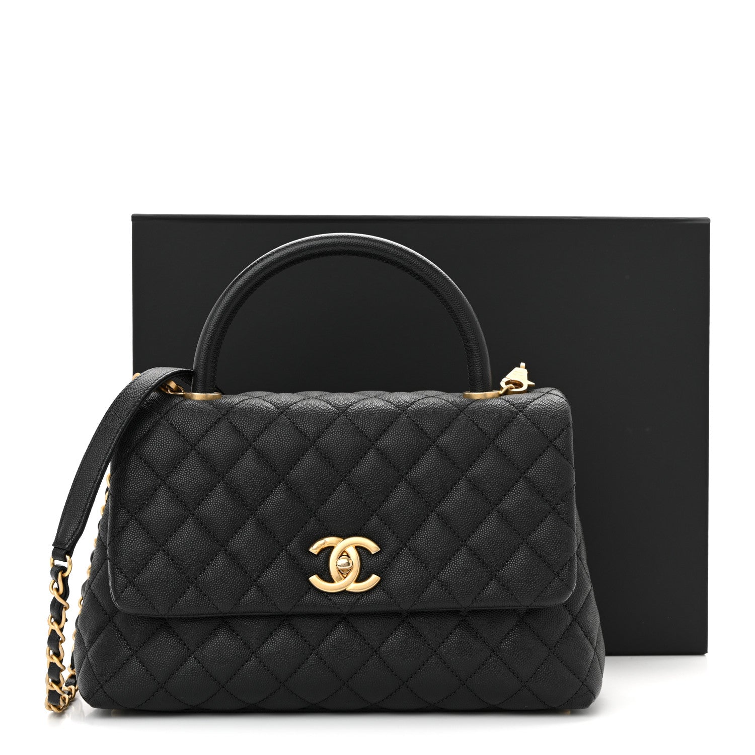 Chanel Caviar Quilted Small Coco Handle Flap Black