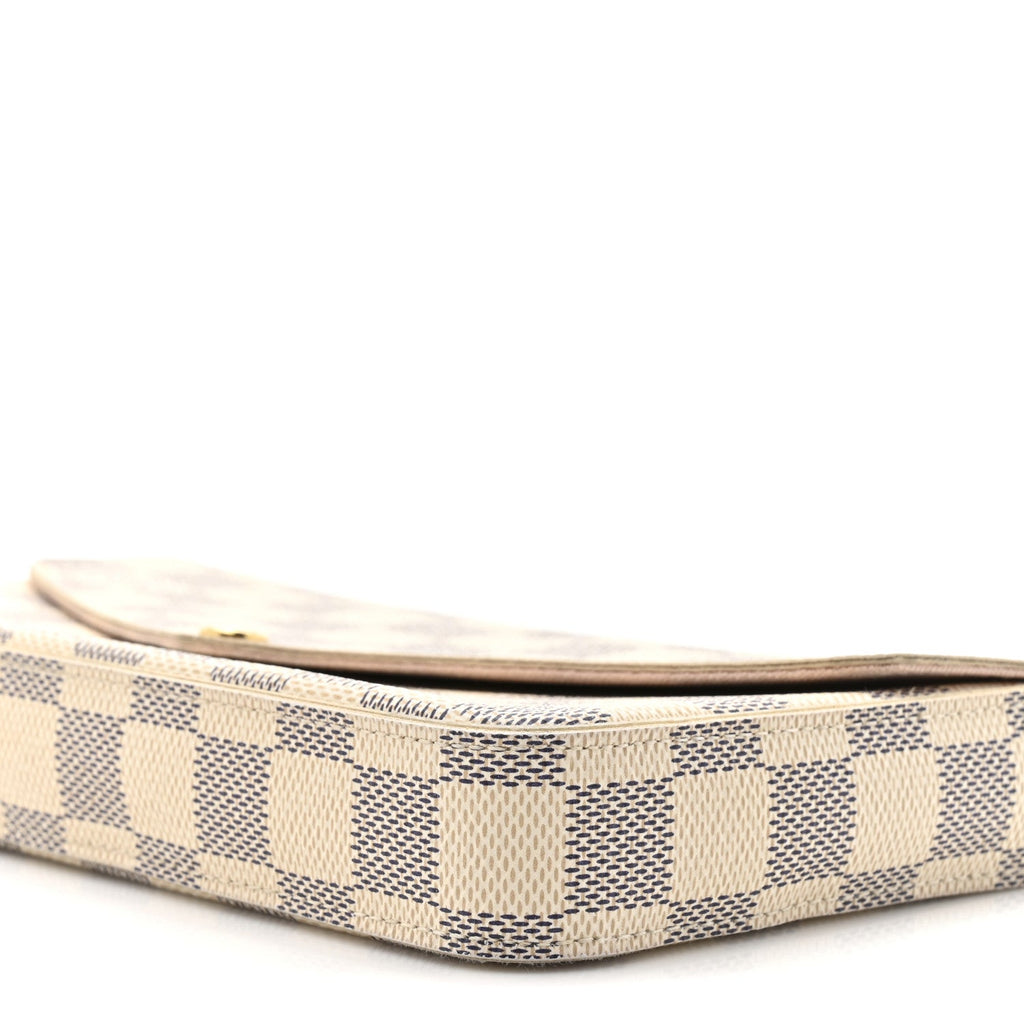Louis Vuitton Damier Azur Pochette Felicie Chain Wallet Rose Ballerine