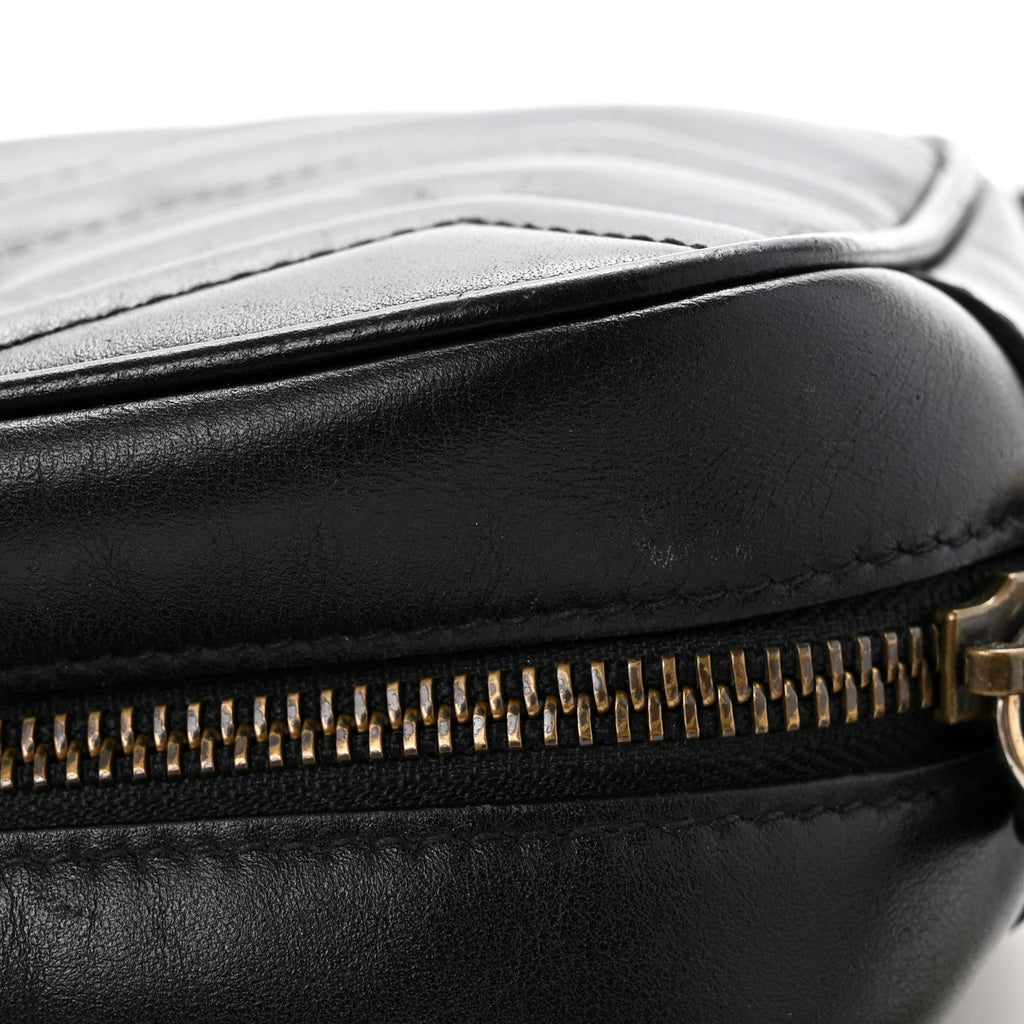 Gucci Calfskin Matelasse Mini GG Marmont Chain Shoulder Bag Black