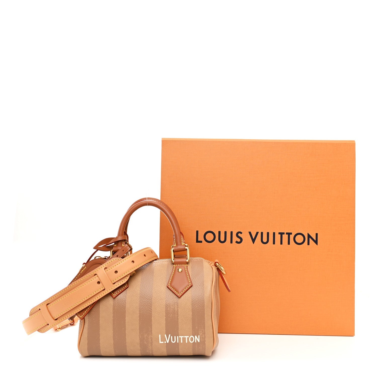 Louis Vuitton Calfskin Washed Stripes Speedy P9 Bandouliere 20 Camel