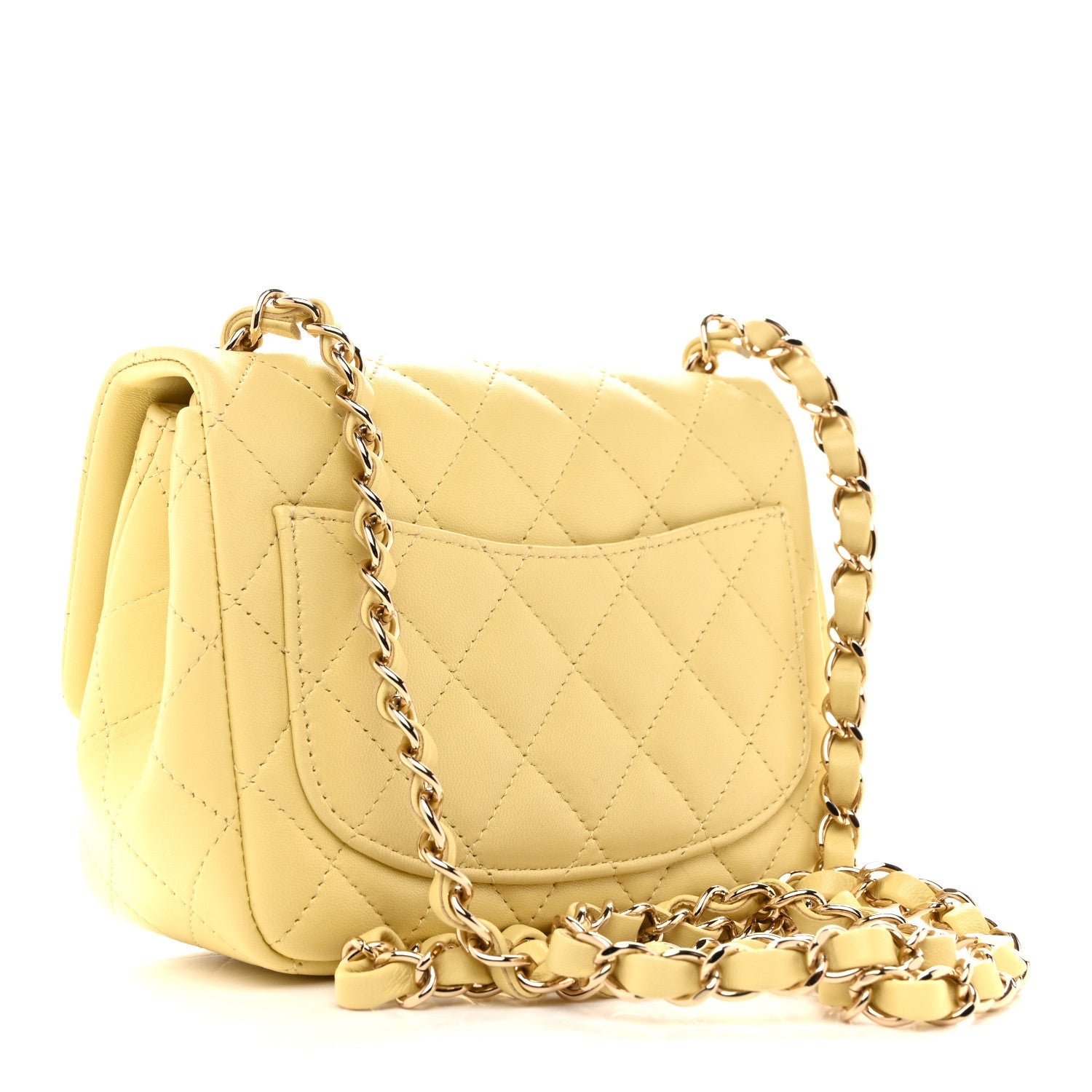 Chanel Lambskin Quilted Mini Square Flap Light Yellow