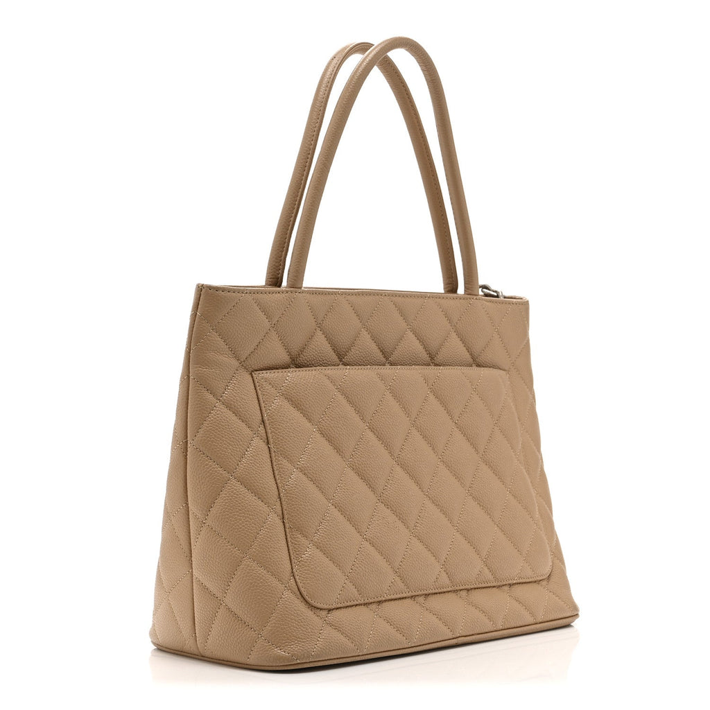 Chanel Caviar Quilted Medallion Tote Beige