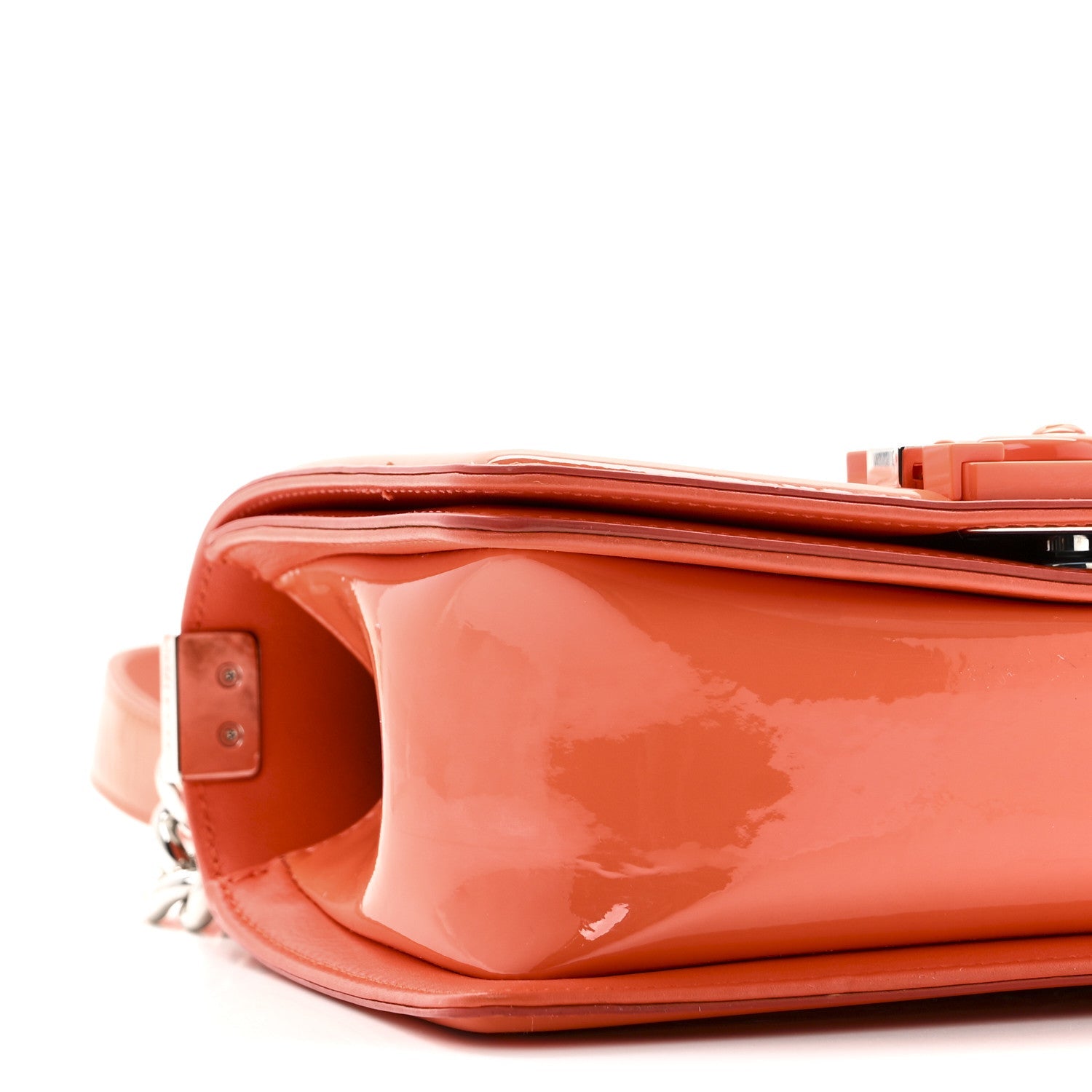 Chanel Patent Calfskin Quilted Small Plexiglass Boy Flap Orange