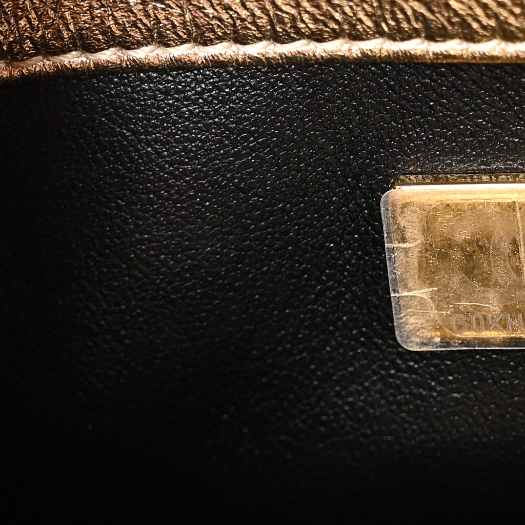 Chanel Metallic Lambskin Quilted Mini CC Crystal Logo Chain Flap Gold