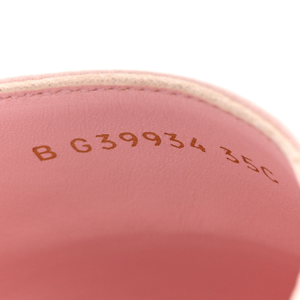 Lambskin Grosgrain CC Espadrilles Wedges 35 Pink Black
