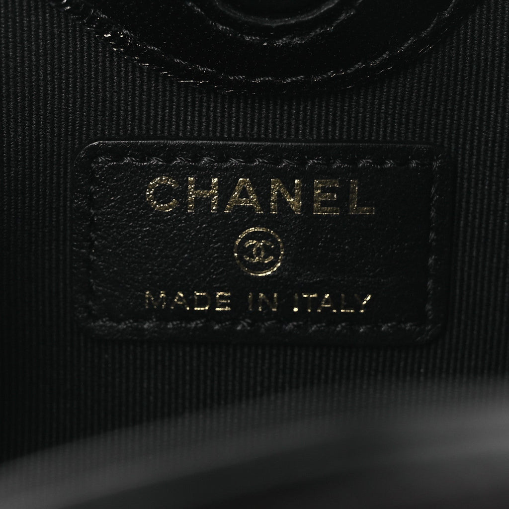 Chanel Shiny Lambskin Quilted Micro 31 Clutch With Chain Black