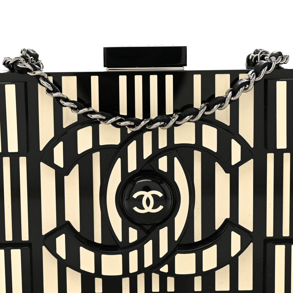 Chanel Plexiglass Barcode Boy Brick Lego Clutch Black