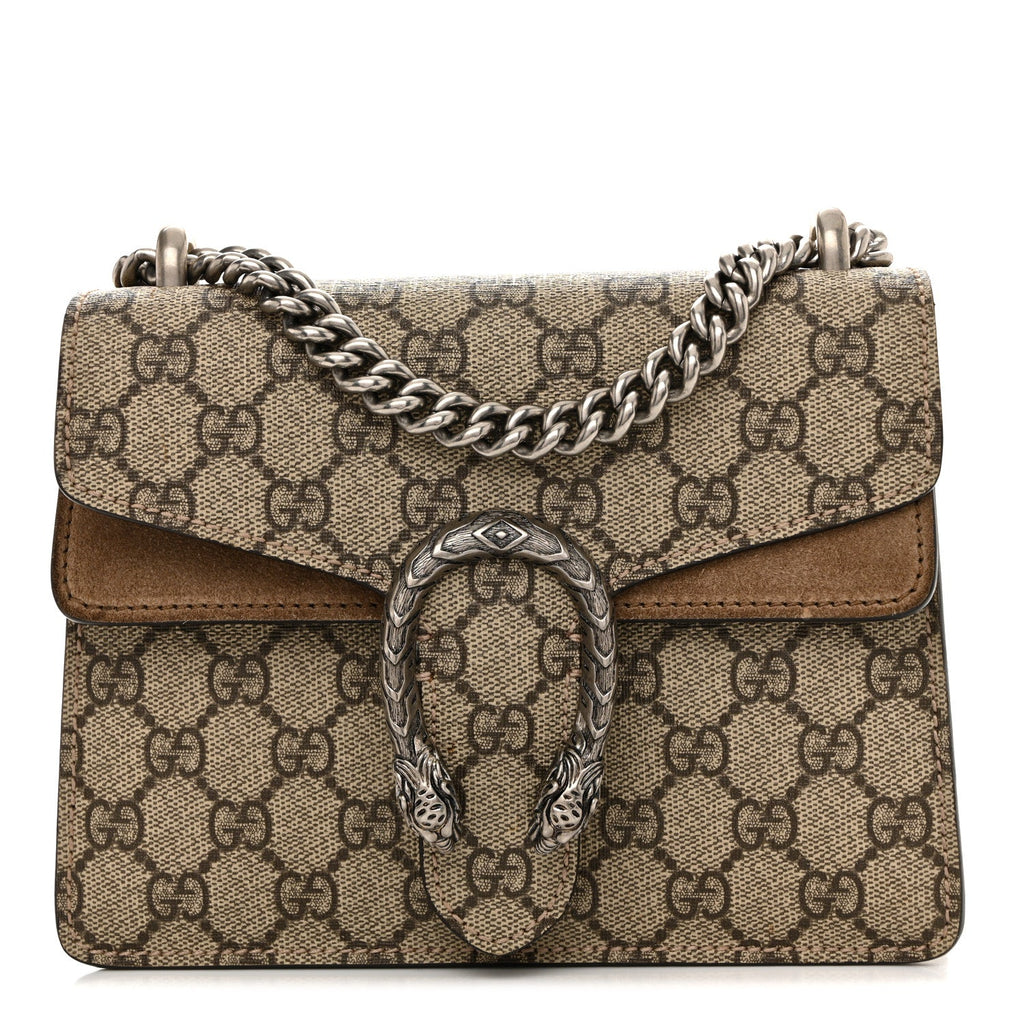 Gucci GG Supreme Monogram Mini Dionysus Shoulder Bag Taupe