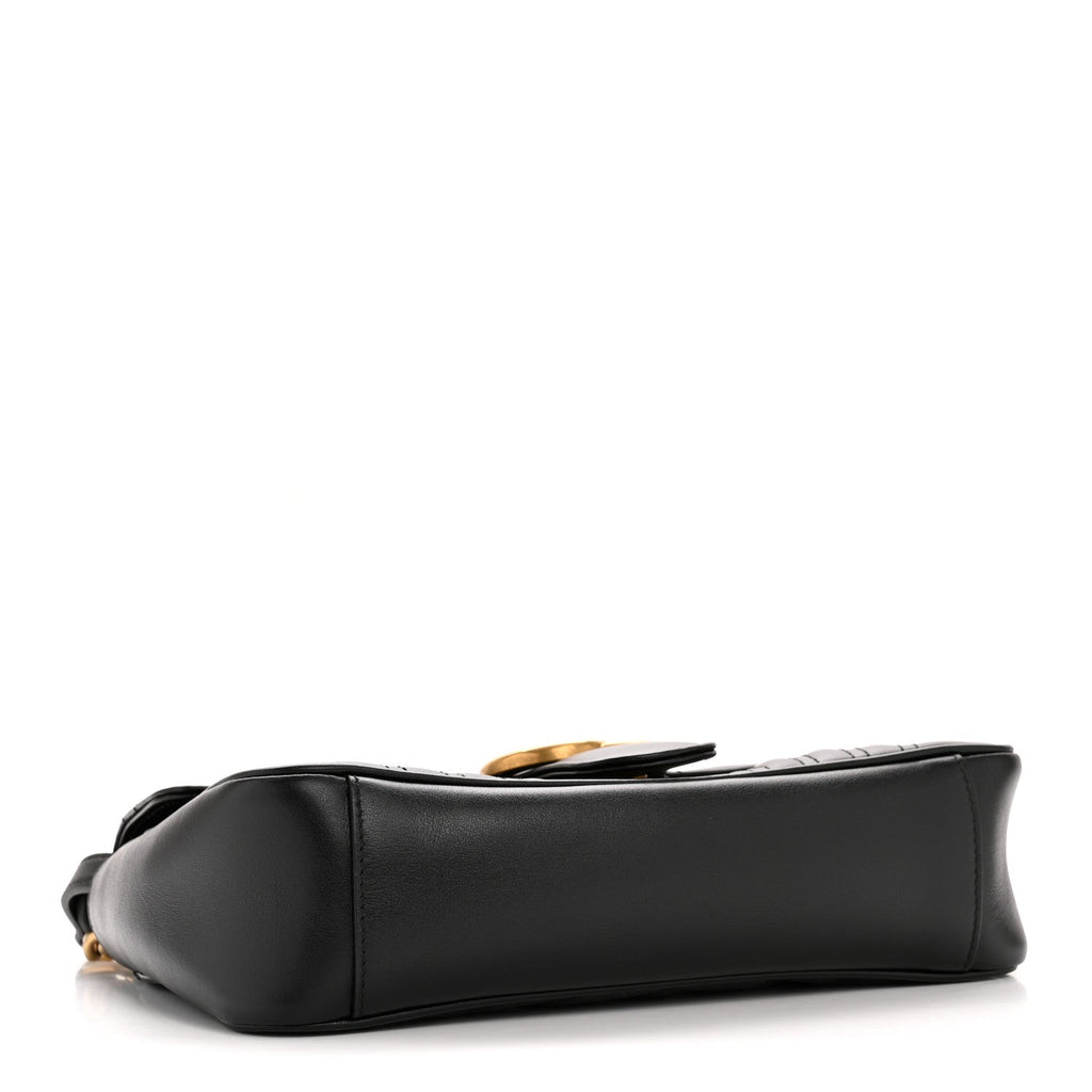 Gucci Calfskin Matelasse Small GG Marmont Shoulder Bag Black