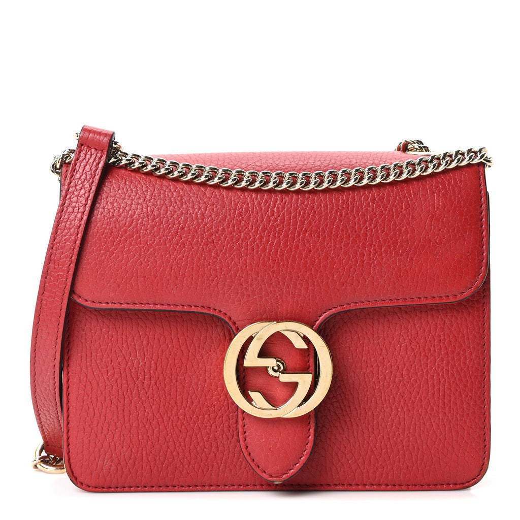 Gucci Dollar Calfskin Small Interlocking G Shoulder Bag Red