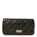 Metallic Aged Calfskin Quilted Paris New York PNY Wallet Dark Gold