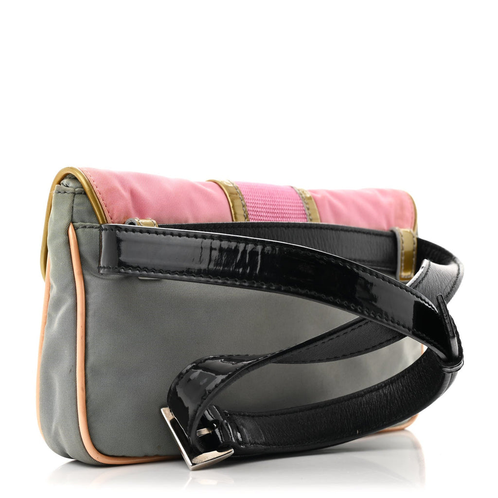 Prada Nylon Vernice Belt Bag Pink Gray