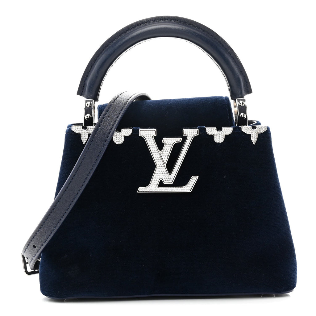 Louis Vuitton Velvet Crystal Capucines Mini Midnight Blue
