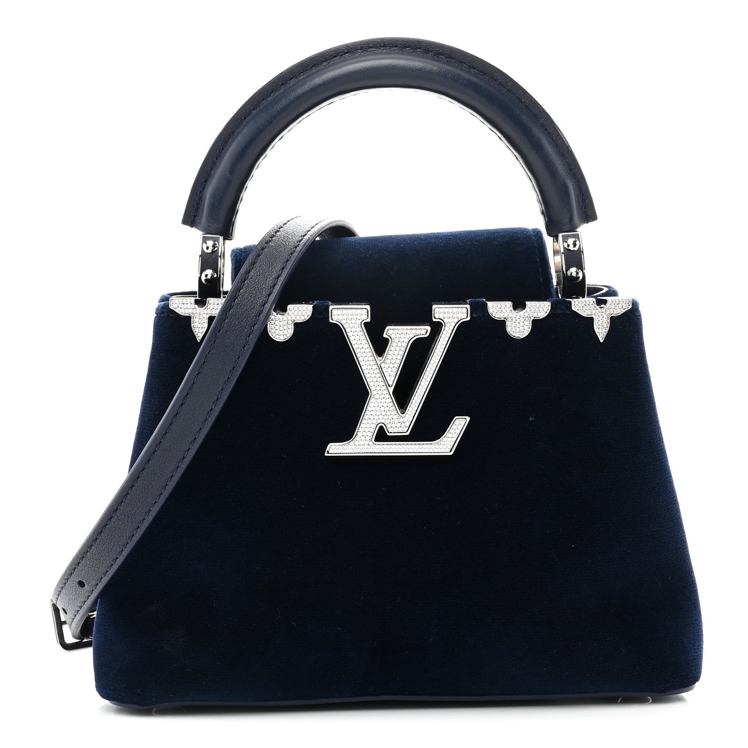Louis Vuitton Velvet Crystal Capucines Mini Midnight Blue