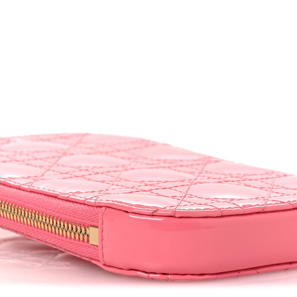 Christian Dior Patent Cannage Lady Dior Phone Holder Pink