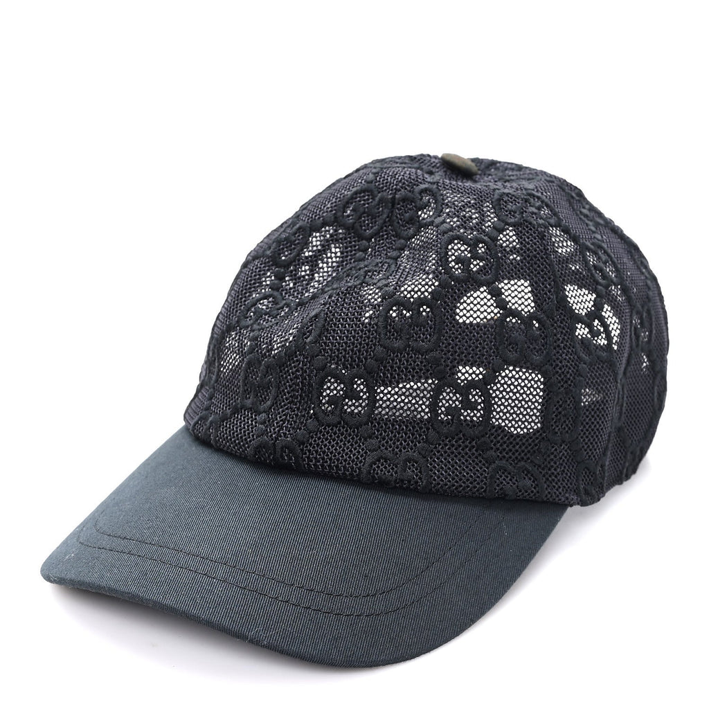 Gucci Mesh GG Monogram Shivali Baseball Hat M Black