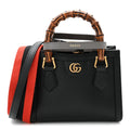 Gucci Textured Dollar Calfskin Web Mini Diana Tote Bag Black