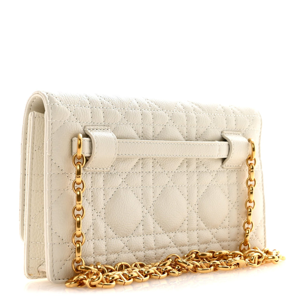 Christian Dior Supple Calfskin Caro Pouch with Chain Latte