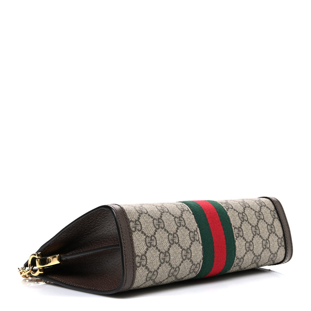 Gucci GG Supreme Monogram Web Small Ophidia Chain Shoulder Bag Brown