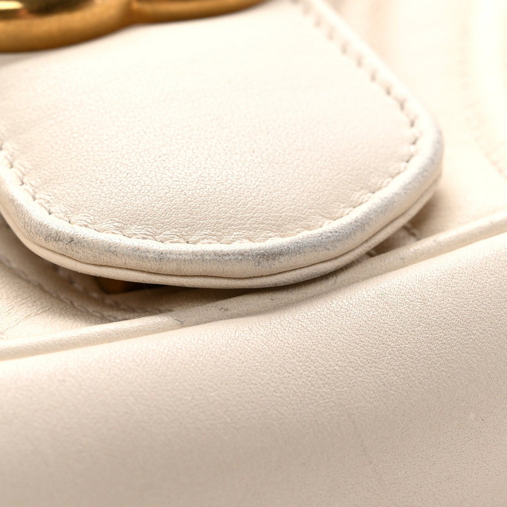 Gucci Calfskin Matelasse Small GG Marmont Shoulder Bag White