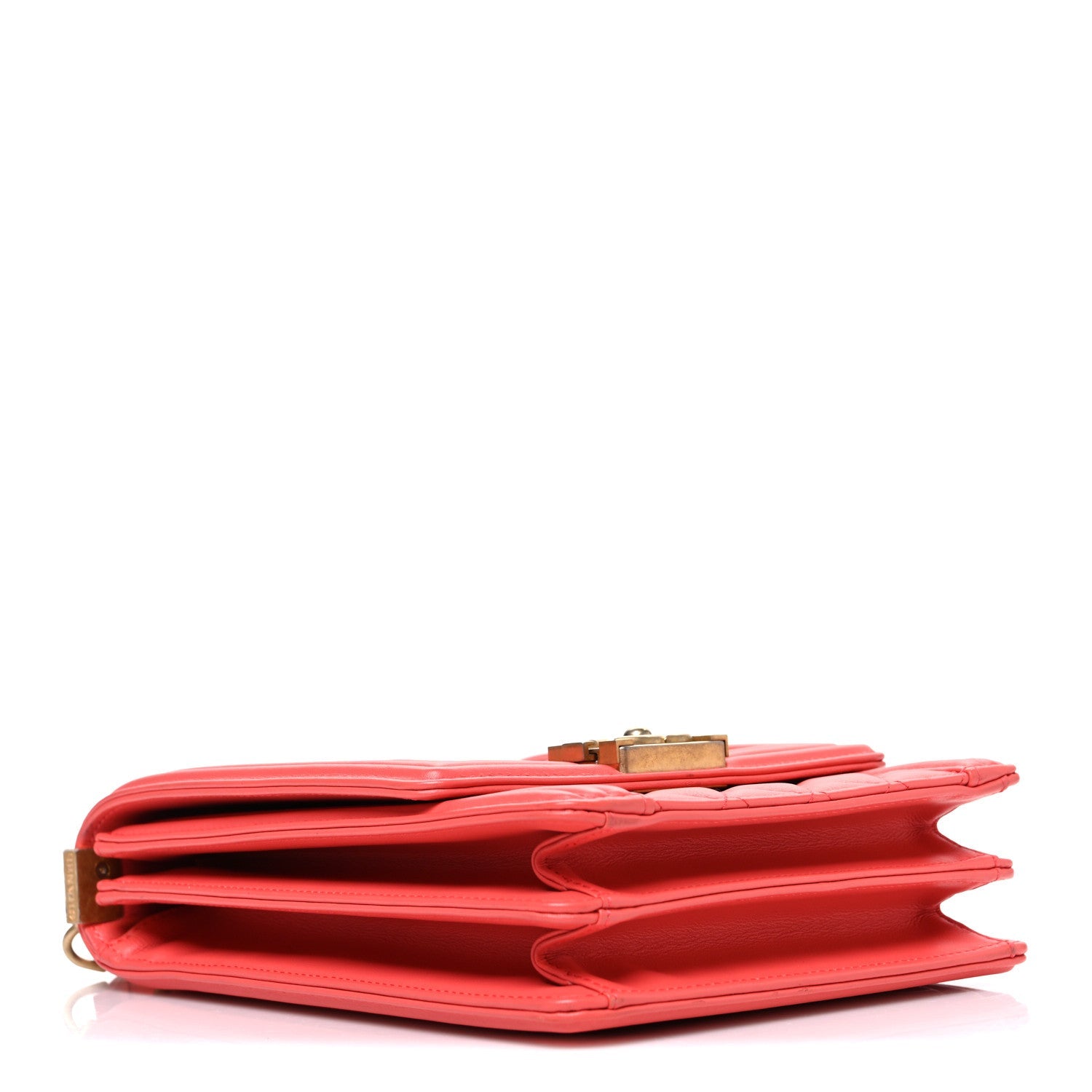 Chanel Calfskin Quilted North South Boy Flap Coral