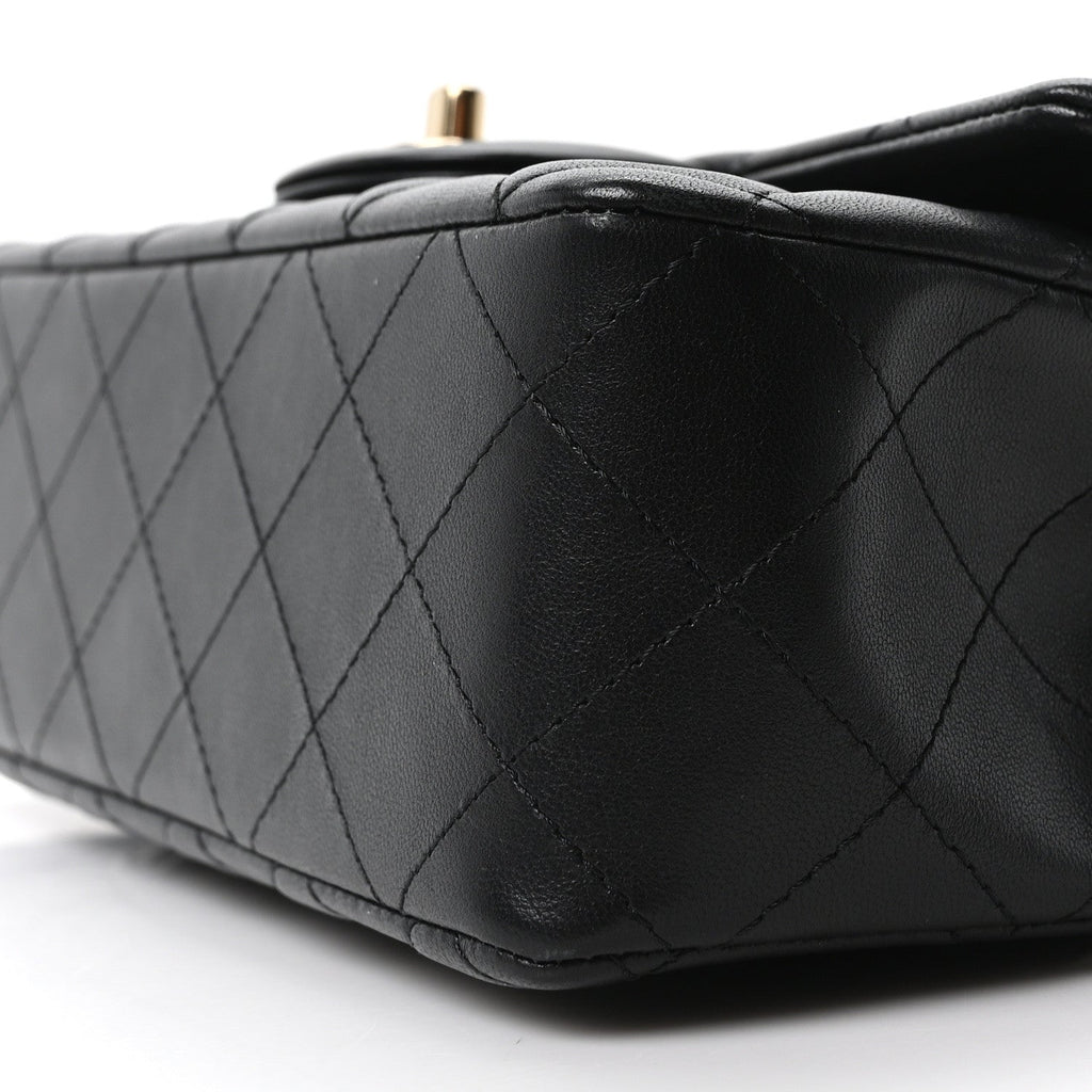 Chanel Lambskin Quilted Mini Rectangular Flap Black