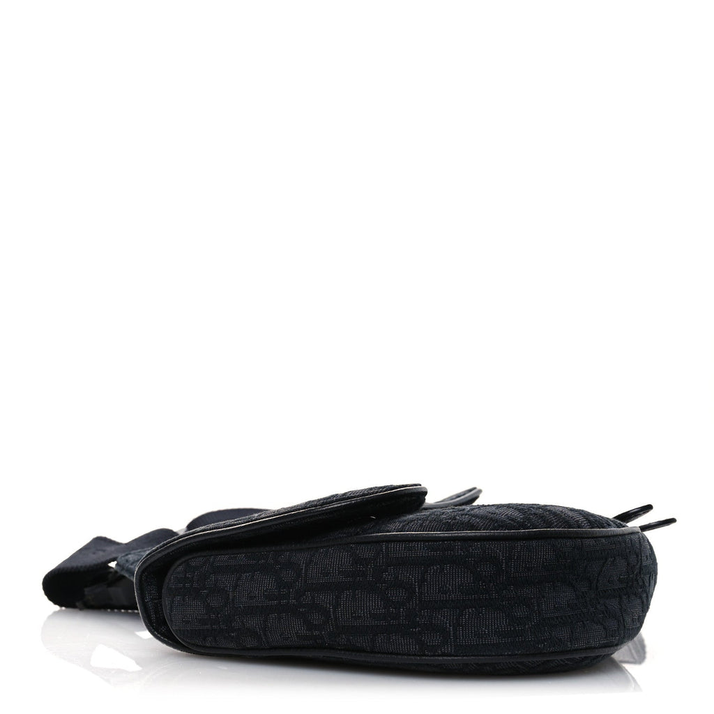 Christian Dior Oblique Mens Saddle Bag Black Blue