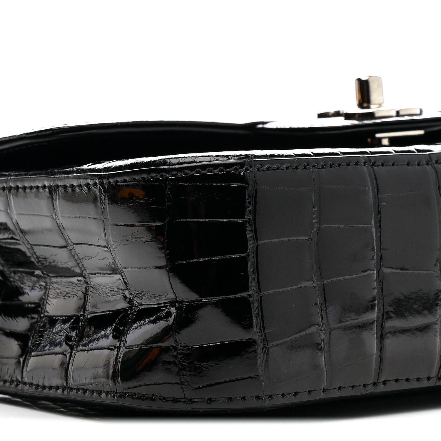 Chanel Shiny Alligator Mini Rectangular Flap Black