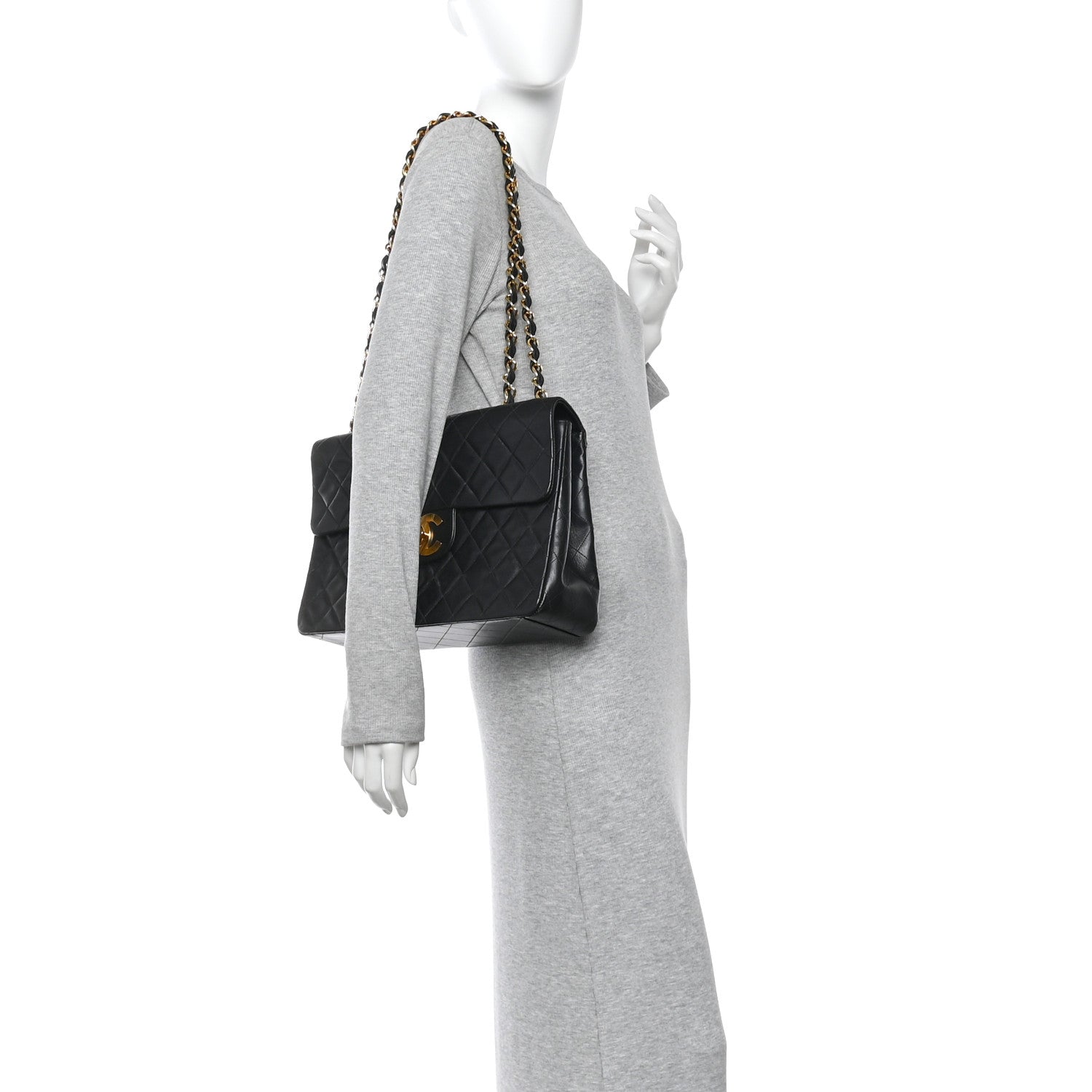 Chanel Lambskin Quilted XL Jumbo Single Flap Black