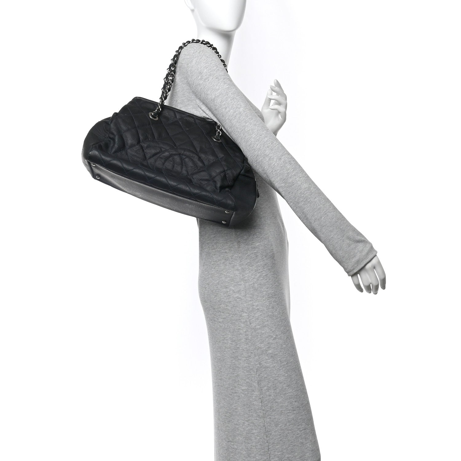 Chanel Crinkled Calfskin Grand Timeless Shopping Tote GTT Dark Blue