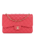 Chanel Caviar Quilted Jumbo Double Flap Dark Pink