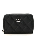 Caviar Quilted Zip Coin Purse Black
