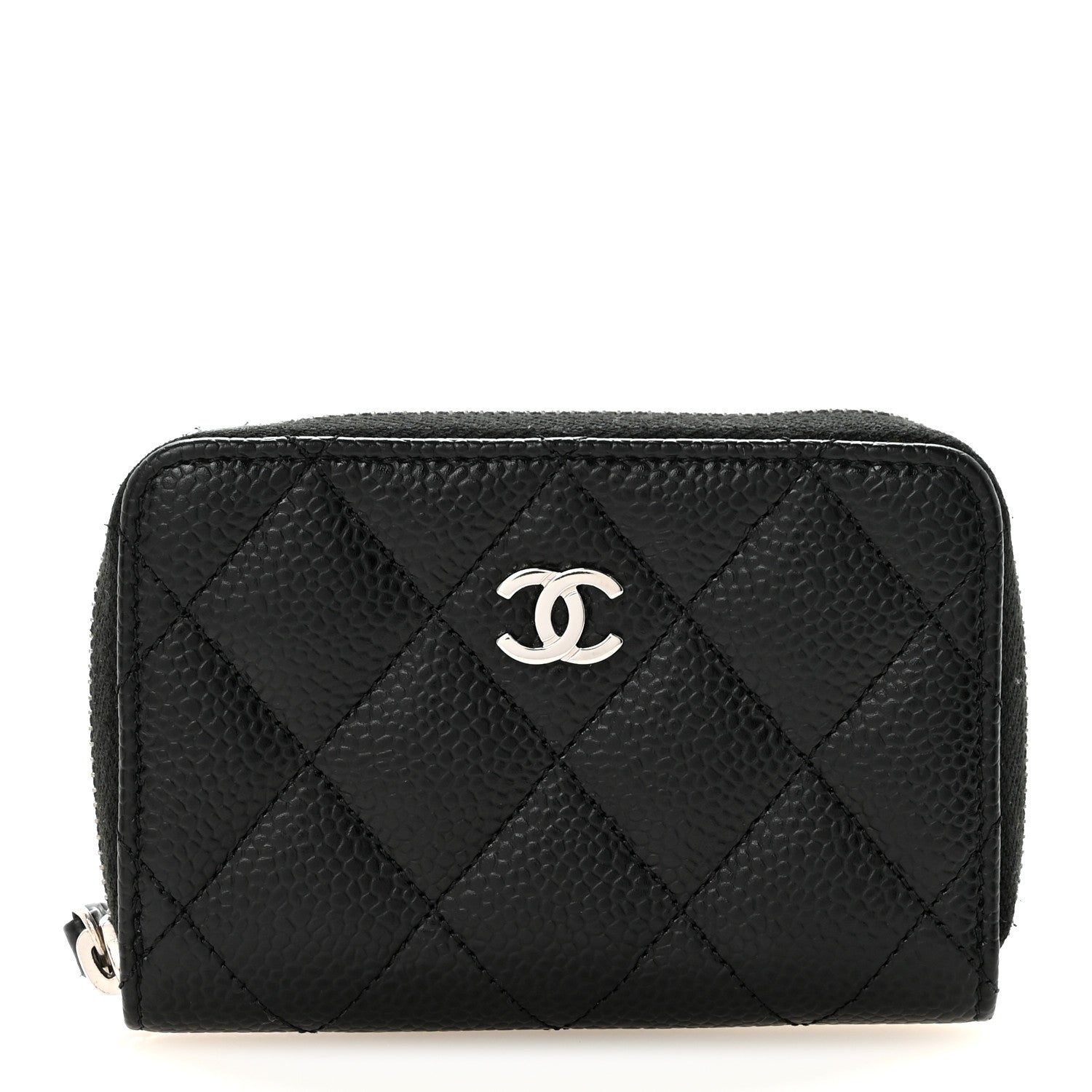 Caviar Quilted Zip Coin Purse Black