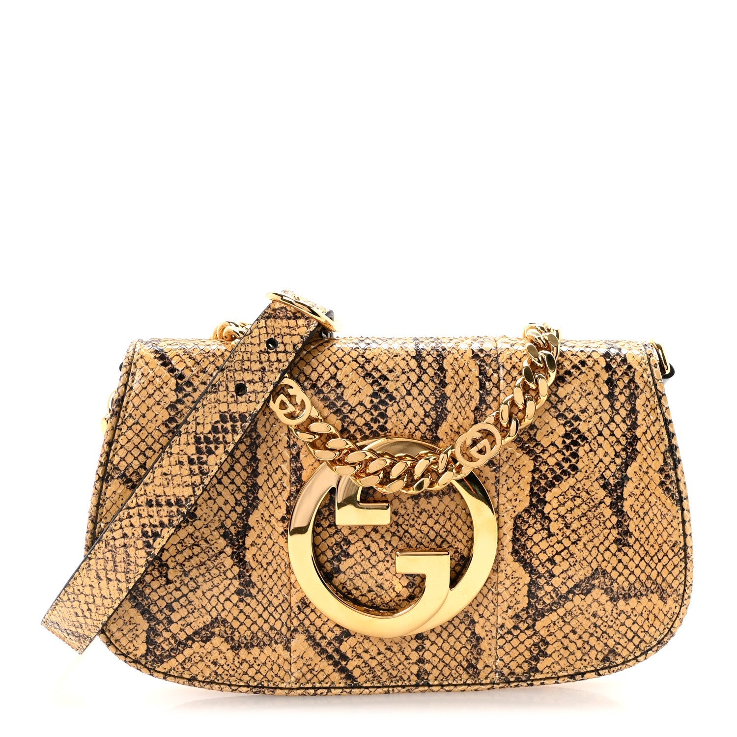 Gucci Roxy Snakeskin Blondie Chain Shoulder Flap Bag Roccia
