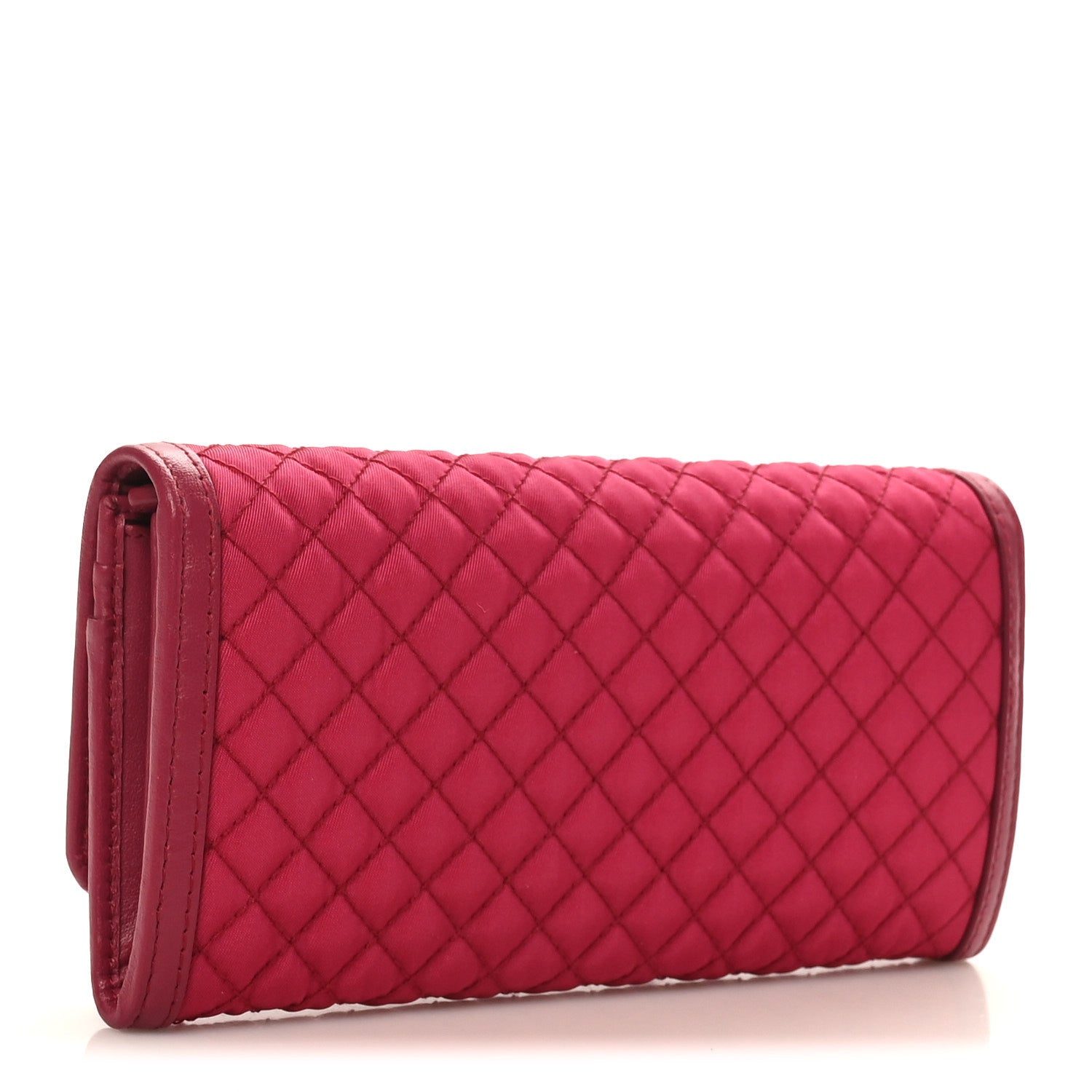 Prada Tessuto Nylon Quilted Continental Flap Wallet Ibisco
