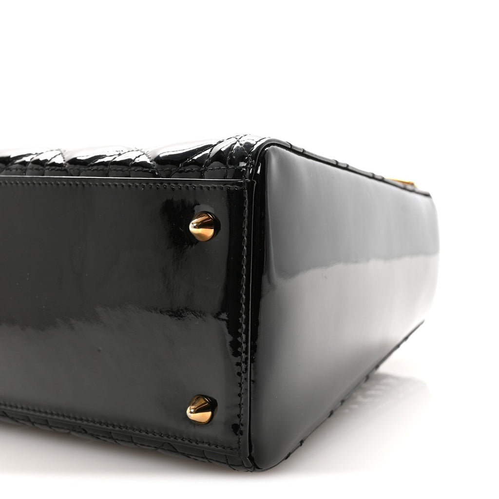 Christian Dior Patent Cannage Medium Lady Dior Black