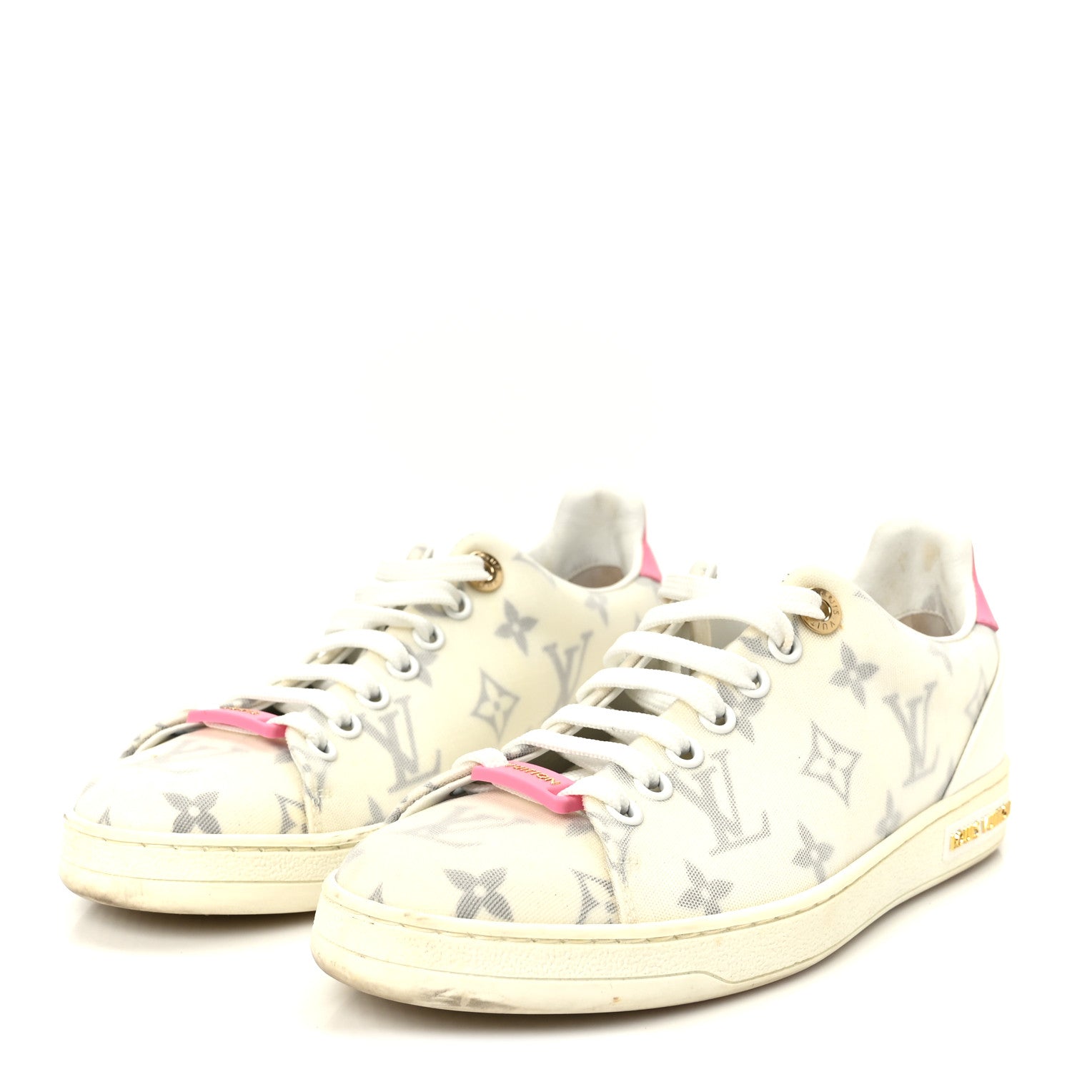 Louis Vuitton Technical Fabric Calfskin Monogram Frontrow Sneakers 35.5 Pink