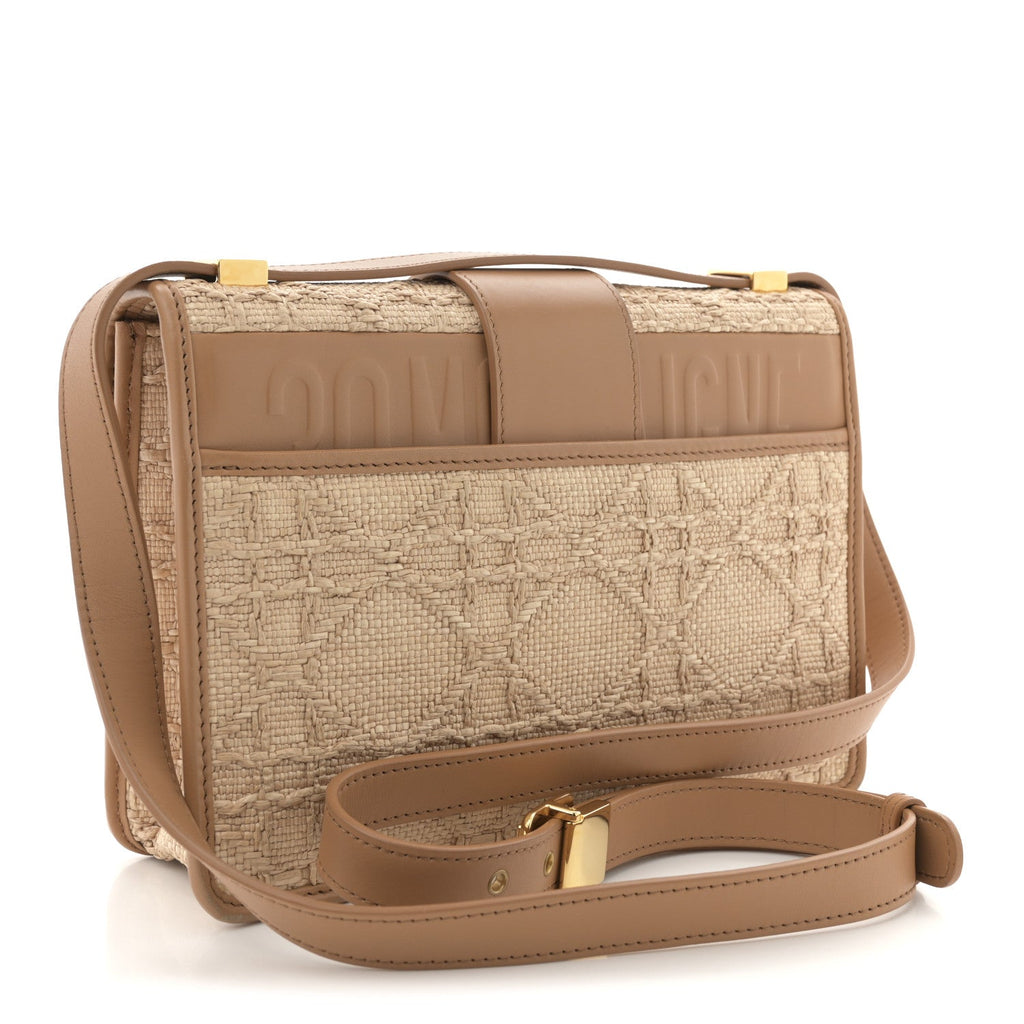 Christian Dior Raffia Calfskin 30 Montaigne Flap Bag Beige