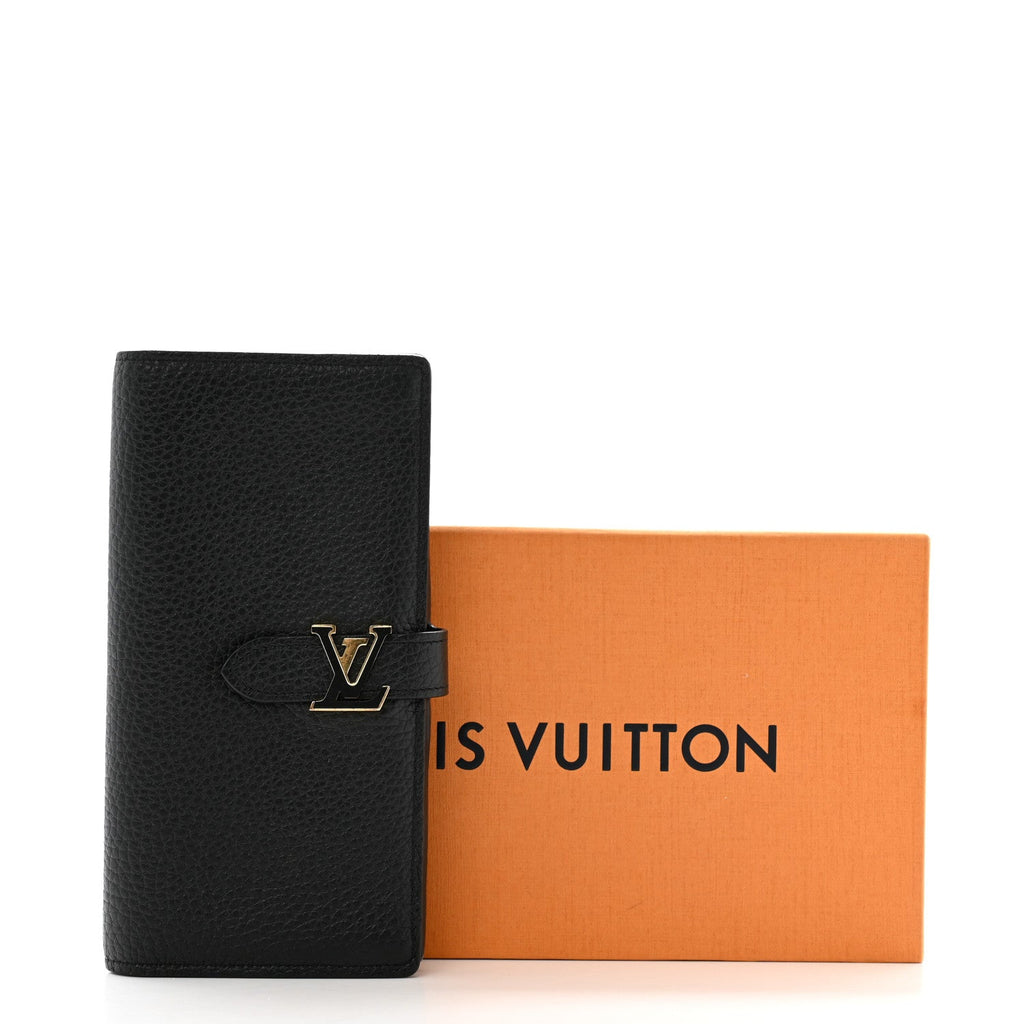 Louis Vuitton Taurillon LV Vertical Capucines Wallet Black Arizona