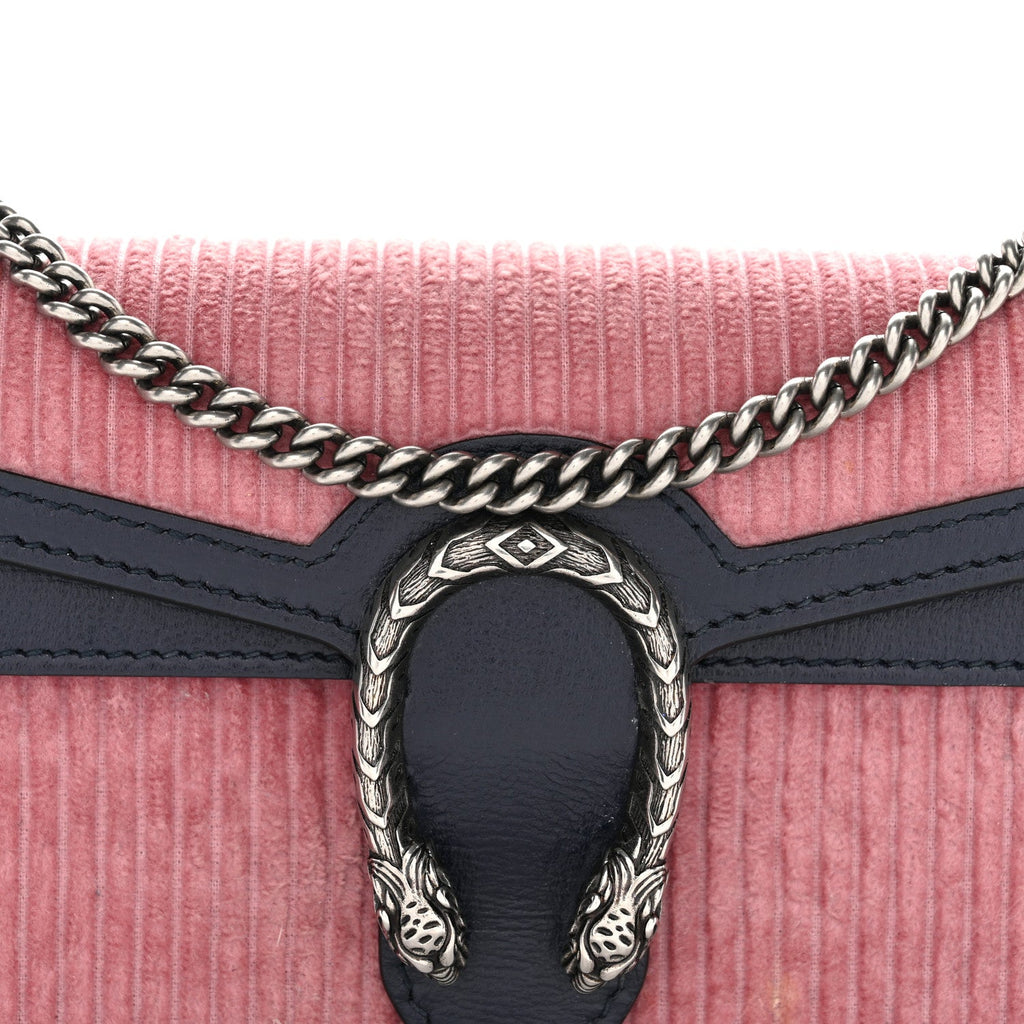 Gucci Lanzo Stretch Cord Azalea Calfskin Super Mini Dionysus Shoulder Bag Pink Blue