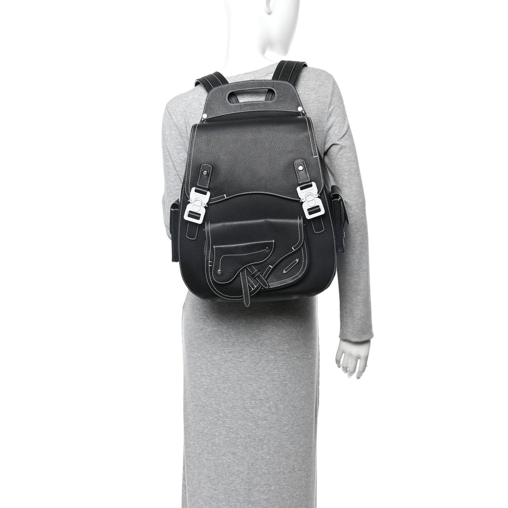 Christian Dior Grained Calfskin Maxi Gallop Backpack Black