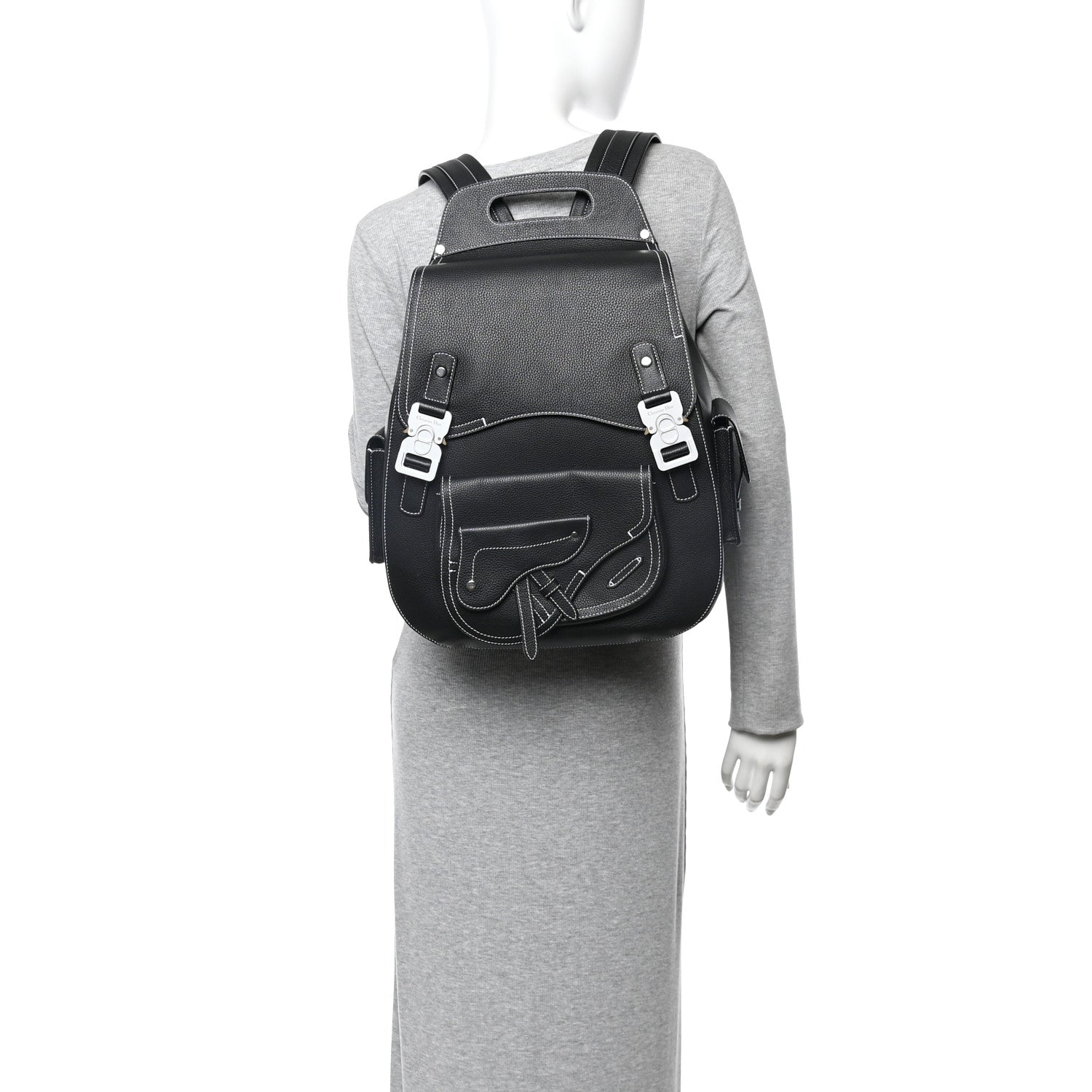Christian Dior Grained Calfskin Maxi Gallop Backpack Black