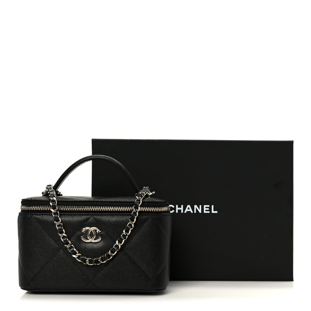 Chanel Caviar Quilted Top Handle Long Vanity Black