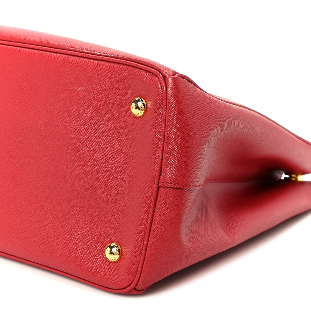 Prada Saffiano Lux Large Double Zip Tote Fuoco