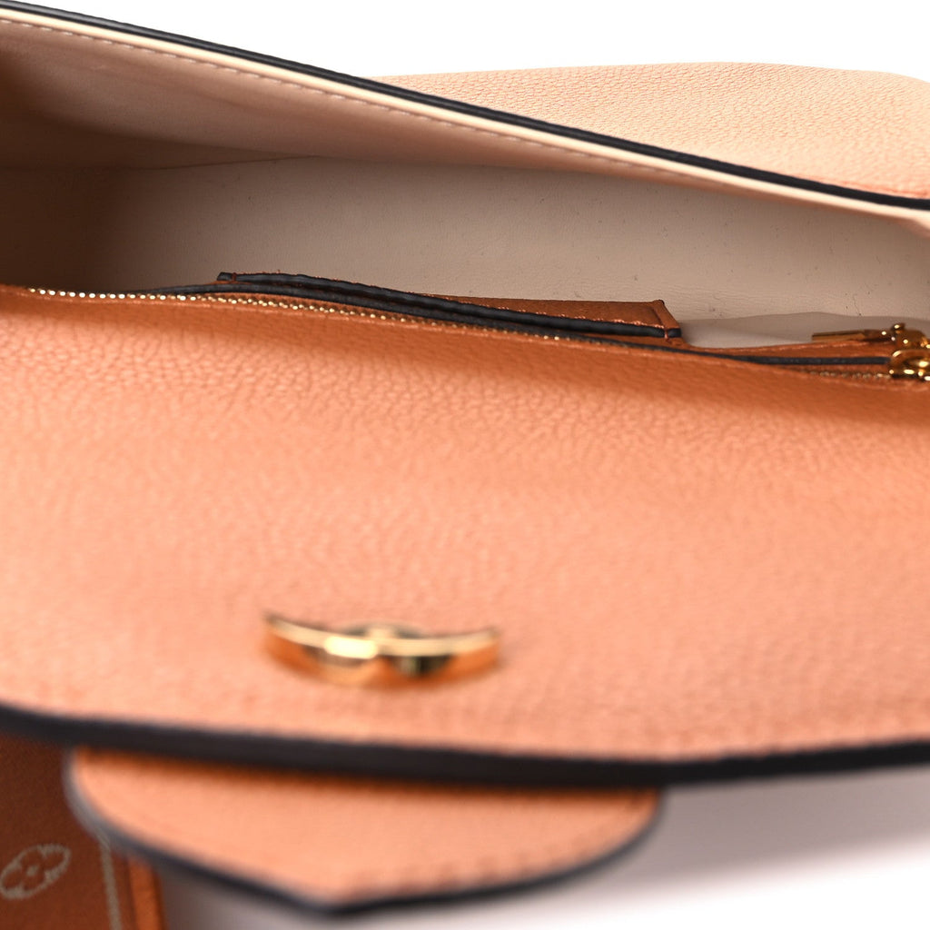 Louis Vuitton Grained Calfskin LV Pont 9 Soft MM Golden Siena