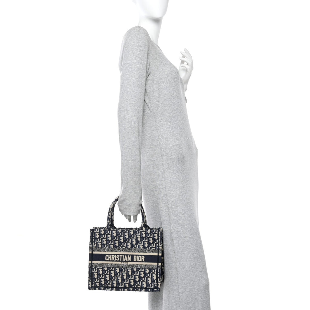 Christian Dior Oblique Small Book Tote Blue Multicolor