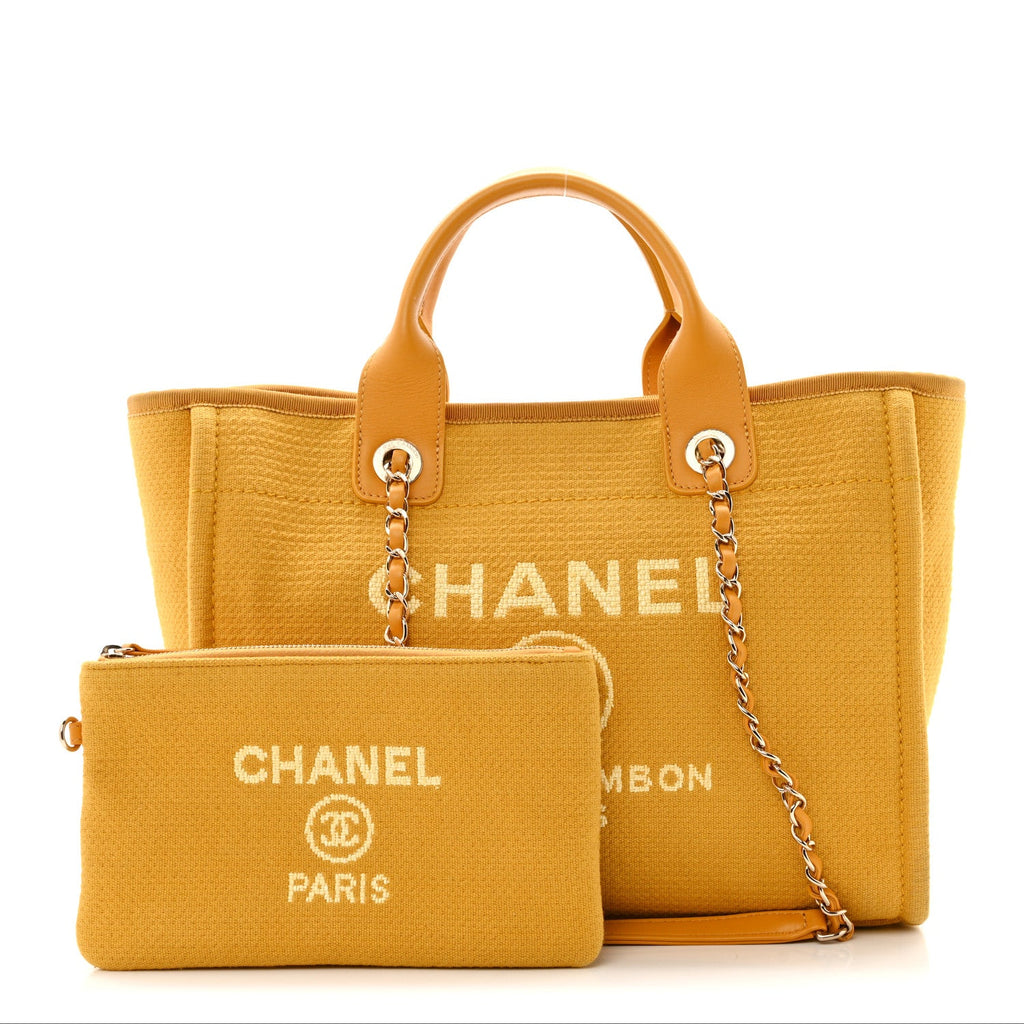 Chanel Mixed Fibers Small Deauville Tote Yellow