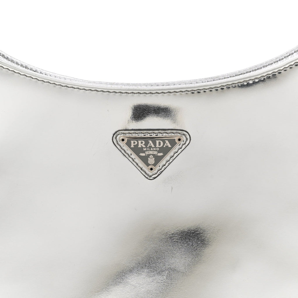 Prada Spazzolato Cleo Shoulder Bag Argento