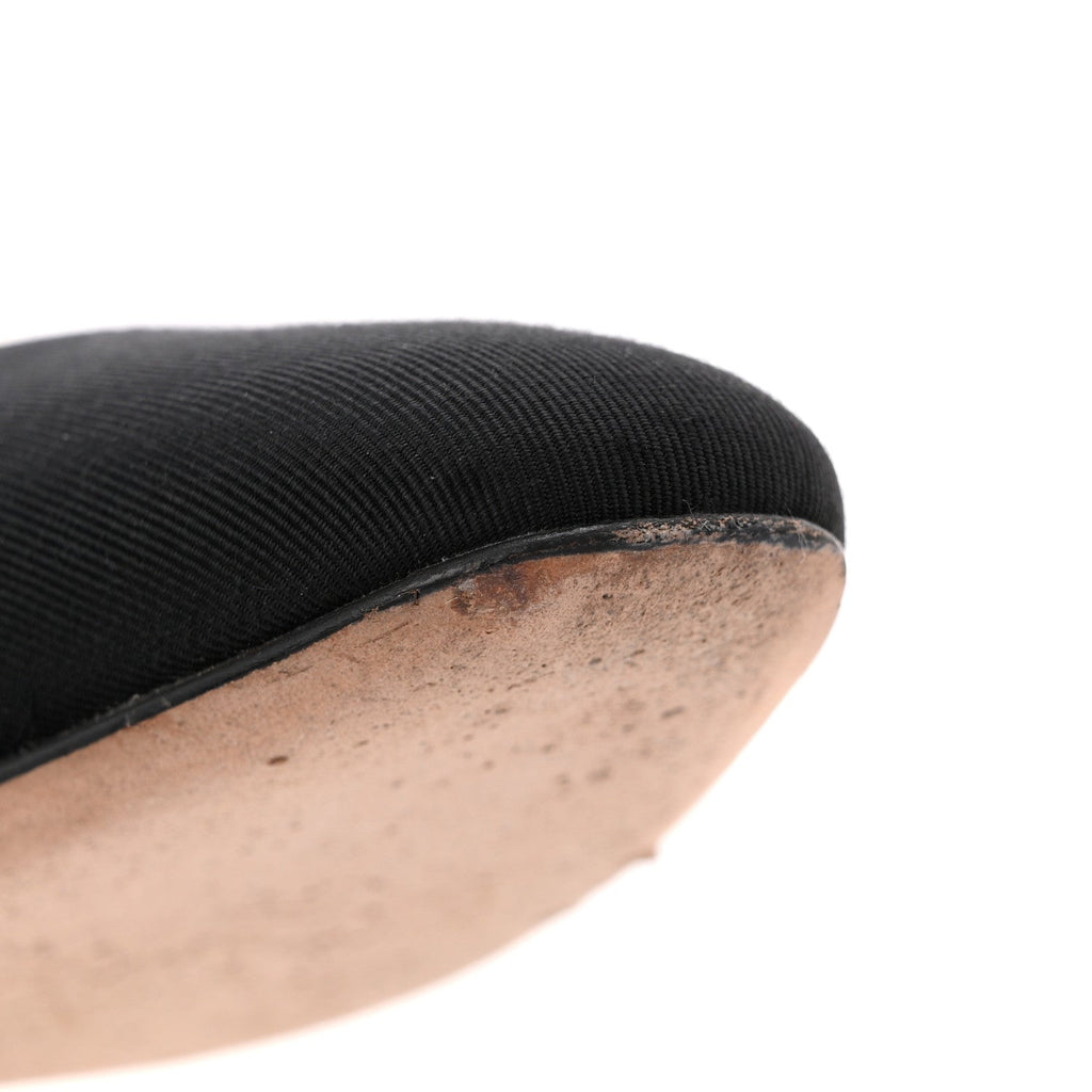 Goatskin Grosgrain Cap Toe CC Slingback Pumps 36.5 Beige Black